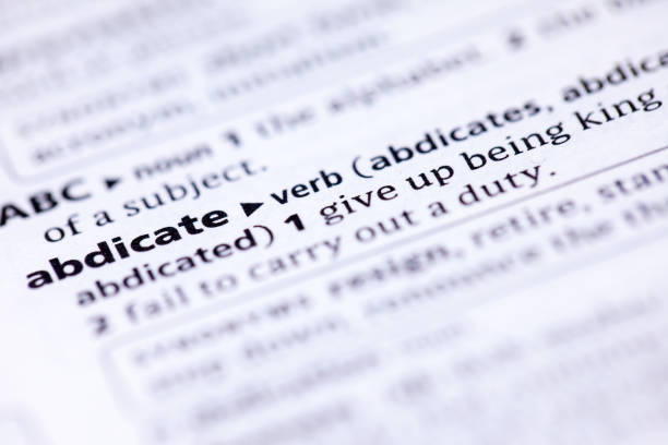 istock Close up to the dictionary definition of word Abdicate 1125316406