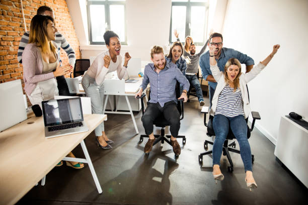 istock Race on chairs at corporate office! 1125317195