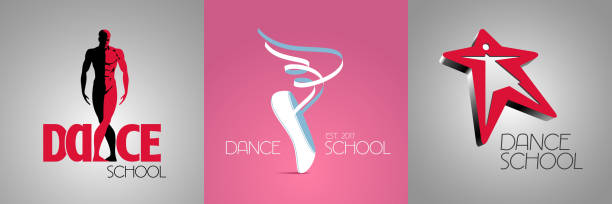 Vector icon set for dance studio Vector icon set for dance studio with graphic dancing couple dance workshop stock illustrations