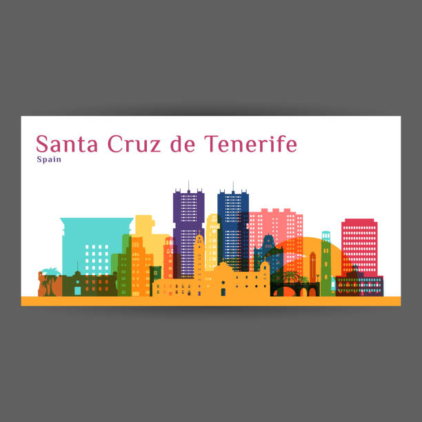 Santa Cruz de Tenerife city architecture silhouette. Colorful skyline. City flat design. Vector business card. Santa Cruz de Tenerife city architecture silhouette. Colorful skyline. City flat design. Vector business card. tenerife stock illustrations