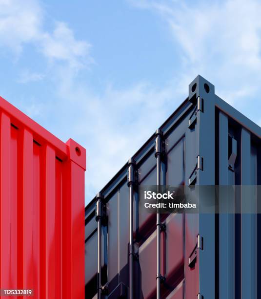 Giant Container Blocks Conteiner Blocks 3d Render Stock Photo - Download Image Now - Cargo ...