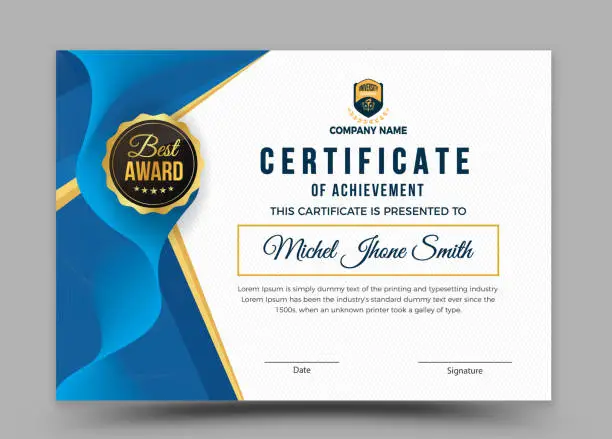 Vector illustration of stylish certificate of appreciation award design template with geometric shapes - Vector