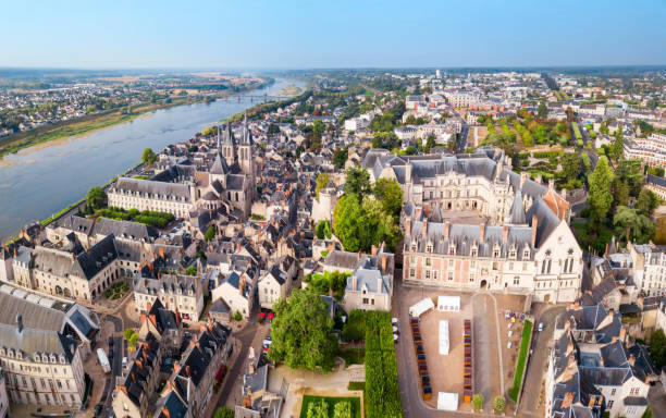 Royal Chateau de Blois, France Royal Chateau de Blois aerial panoramic view in France blois stock pictures, royalty-free photos & images