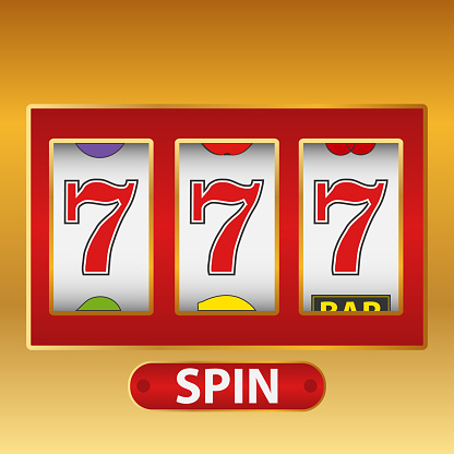 Lucky seven slot machine. Casino vegas game. Slot machine with lucky sevens jackpot. Vector illustration.