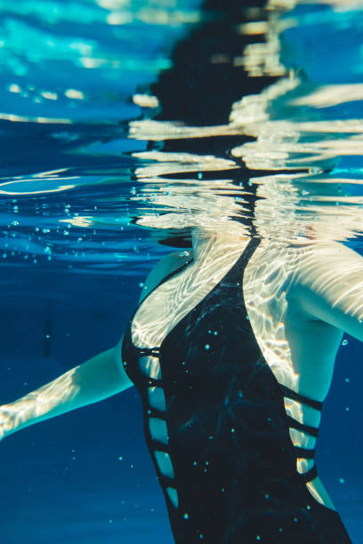 istock A young woman under the water in pool. 1125340242