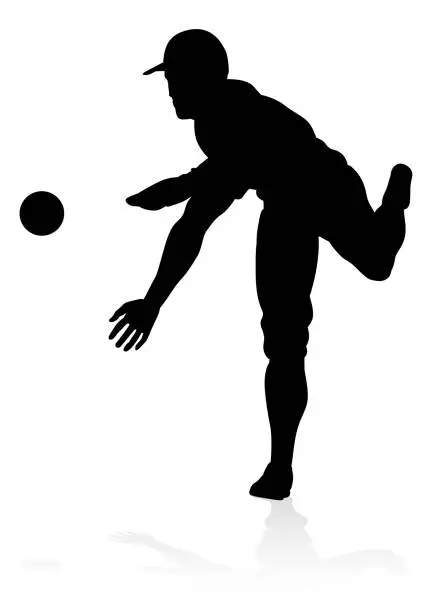 Vector illustration of Baseball Player Silhouette