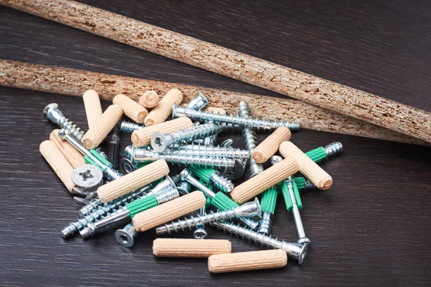 istock Tools for furniture assembly on a wooden backgroumd 1125341188