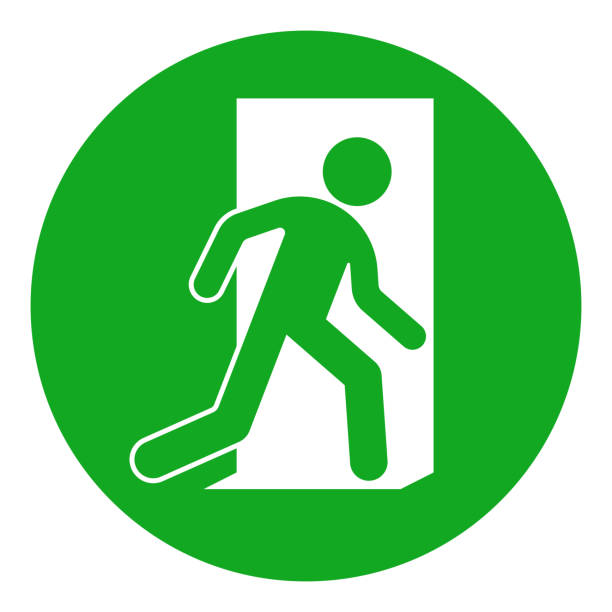 Emergency exit sign. Vector icon vector art illustration