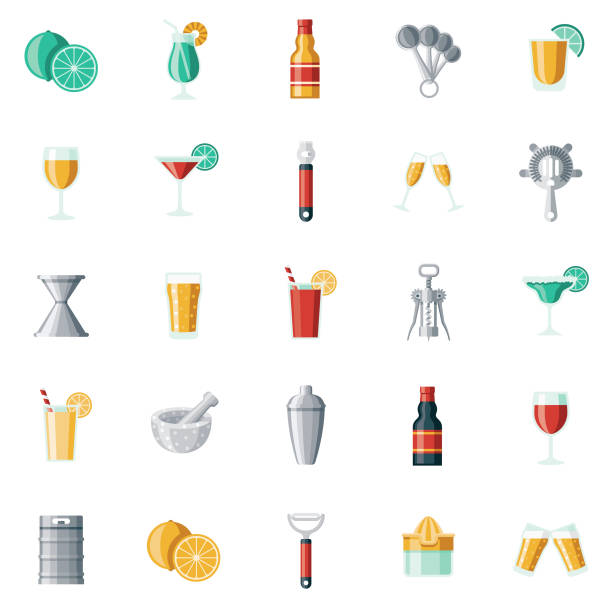 barkeeper-icon-set - barkeeper stock-grafiken, -clipart, -cartoons und -symbole