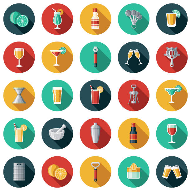 illustrations, cliparts, dessins animés et icônes de barman icon set - cuillère mesure