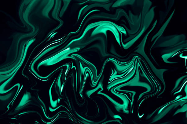 네온 럭셔리 민트 녹색 대리석 질감을 추상화 검은색 ebru 대리석된 효과 바람 청록에 그라데이션 밝은 패턴 왜곡 매크로 사진 - jade 뉴스 사진 이미지