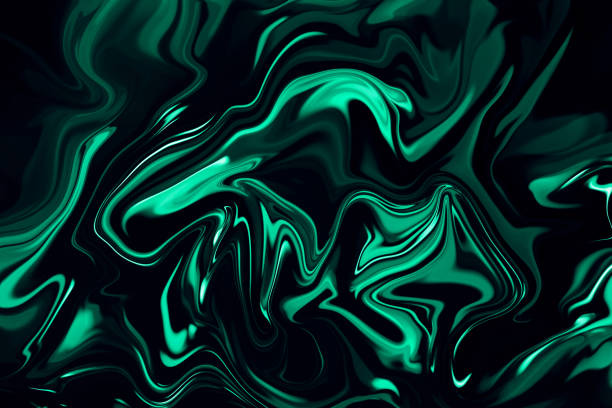 marble neon luxury mint green abstract texture on black background ebru marbled effect ombre teal gradient bright pattern distorted macro photography - jade imagens e fotografias de stock