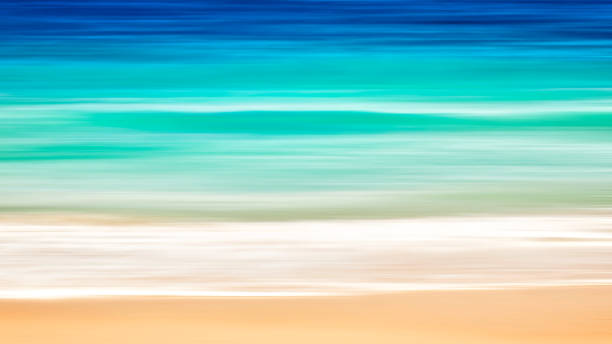 istock Empty sea and beach art background with copy space, Long exposure, blur motion blue abstract vintage tinted gradient background 1125359195
