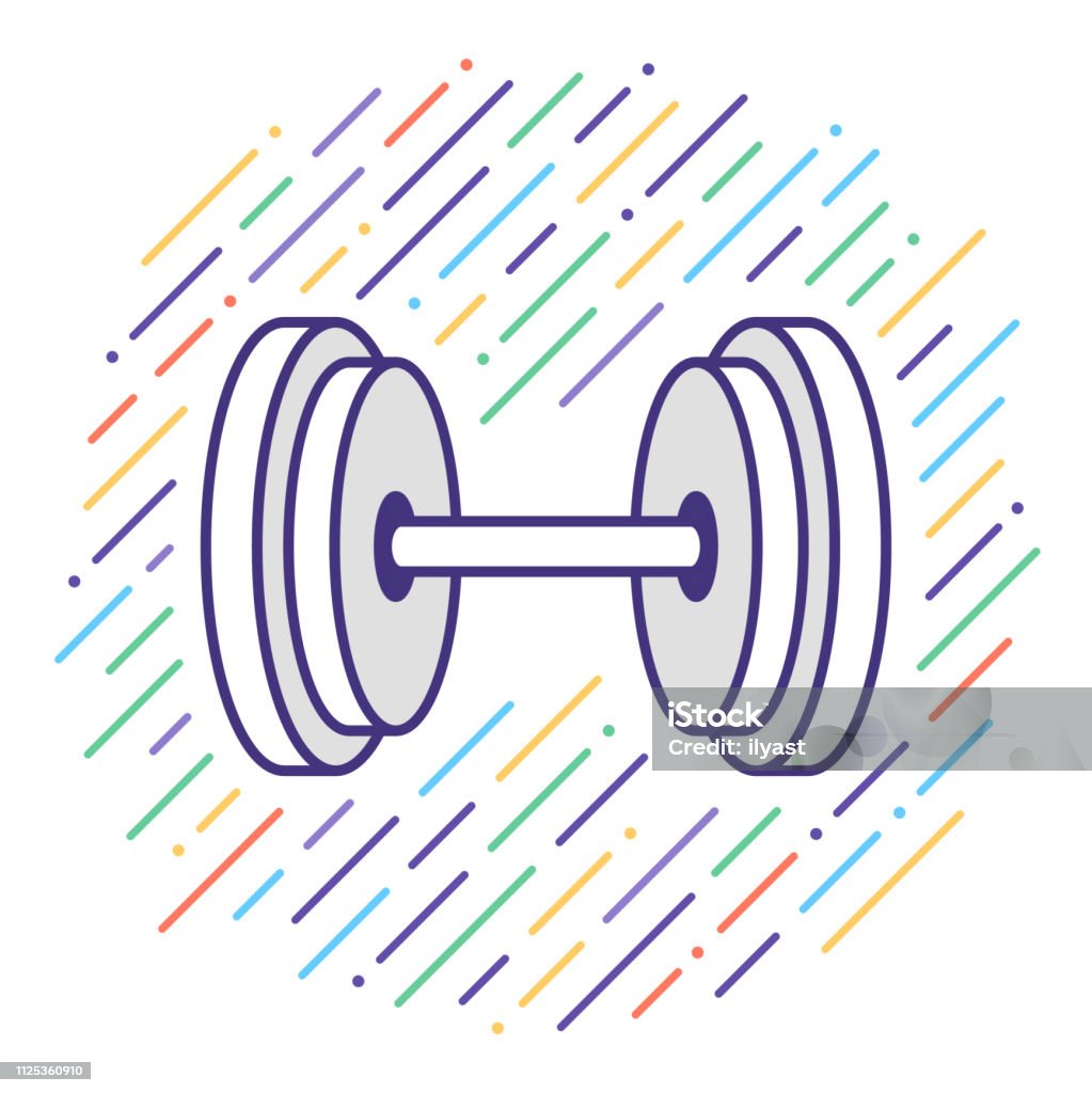 Weight Training Flat Line Icon Illustration Flat line vector icon illustration of weight training with abstract background. Anaerobic Exercise stock vector