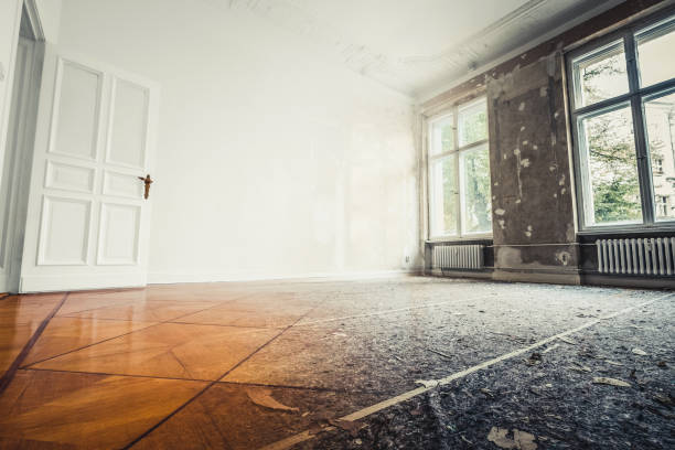 istock flat renovation, empty room before and after refurbishment or restoration  - 1125361292