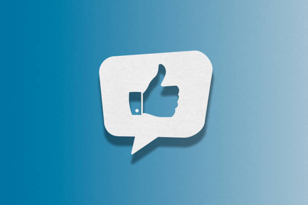 Speech bubble on blue background, Thumbs Up Speech bubble on blue background, Thumbs Up announce stock illustrations