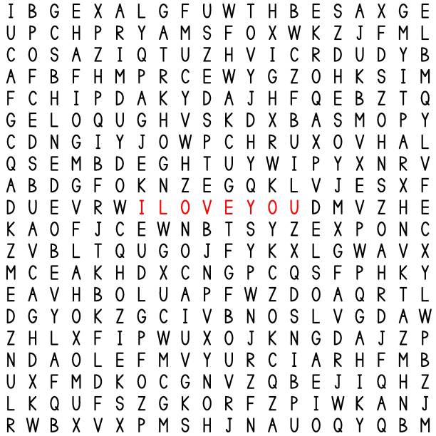 I love you. Find the words in the word puzzle. vector art illustration