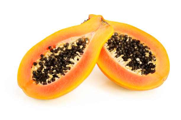istock half of ripe papaya isolated on a white background 1125362917