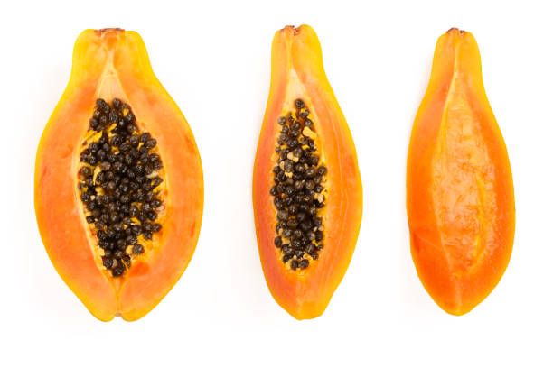 istock ripe slice papaya isolated on a white background. Top view. Flat lay 1125362932