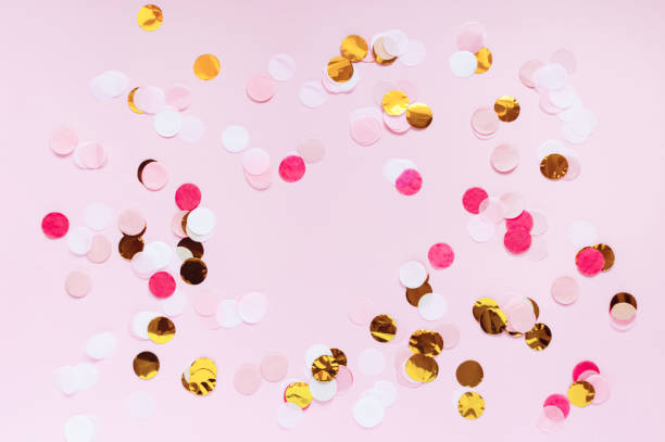 istock Valentines day, love pink greeting background. Flat lay with colorful dot pattern. 1125364905
