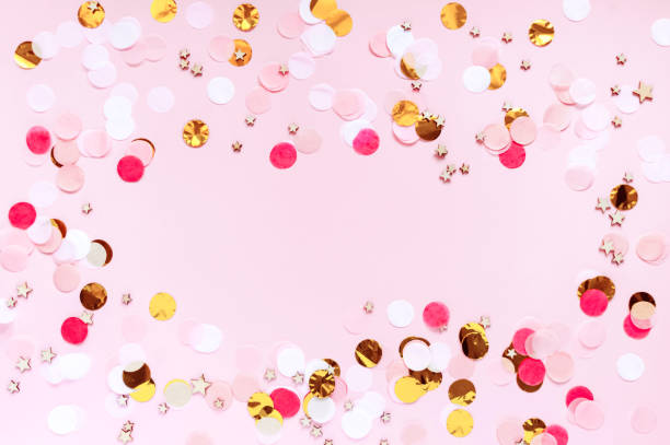 istock Valentines day, love pink greeting background. Flat lay with colorful dot pattern. 1125365354