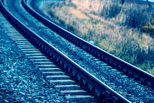 Empty Rails Railway In The Industrial Zone Empty Rails With A Semaphore In ...