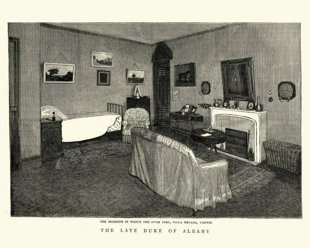 ilustrações de stock, clip art, desenhos animados e ícones de bedroom where prince leopold, duke of albany died - príncipe leopoldo duque de albany