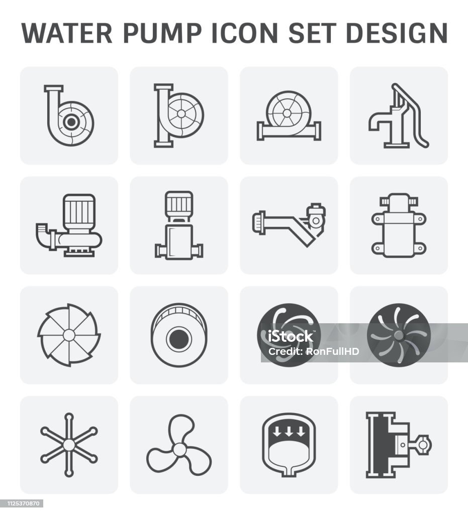 water pump icon Water pump and steel blade icon for water distribution. Water Pump stock vector