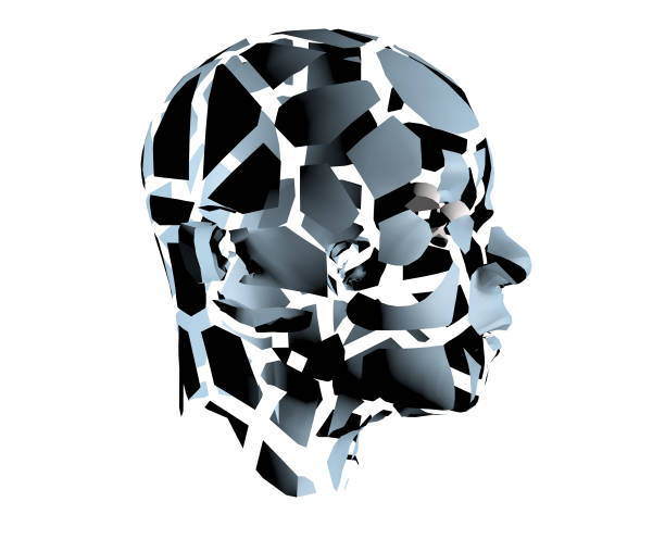 3d illustration of human head broken on pieces as a symbol of mental disorde 3d illustration of human head broken on pieces as a symbol of mental disorder psycological stock pictures, royalty-free photos & images