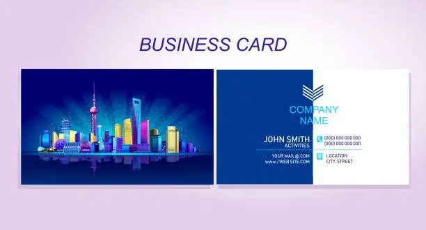 Vector illustration of Business card city