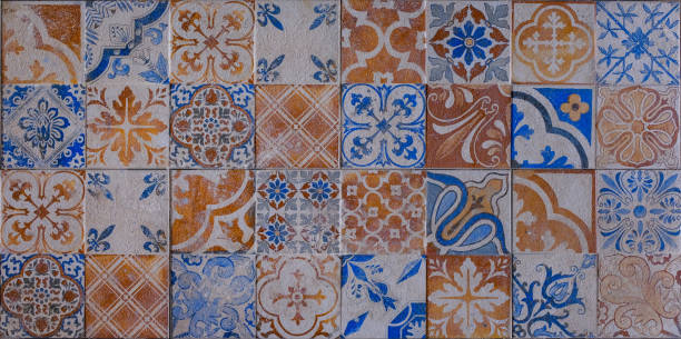 istock Old wall ceramic tiles patterns handcraft from thailand parks public 1125376961