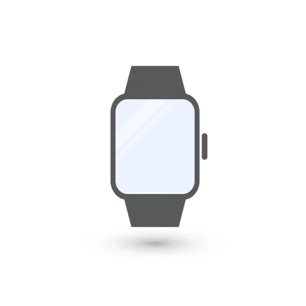 Vector illustration of Minimalistic blue screen smart watch on white background for graphic and web design, Modern simple vector sign. Internet concept. Trendy symbol for website design web button or mobile app.