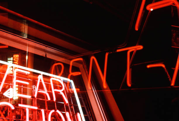 istock Multiple exposure of red neon lights 1125378484