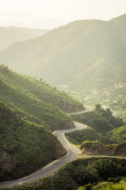 istock Top View, Dangerous road at KPK mountain Range in Pakistan 1125379455