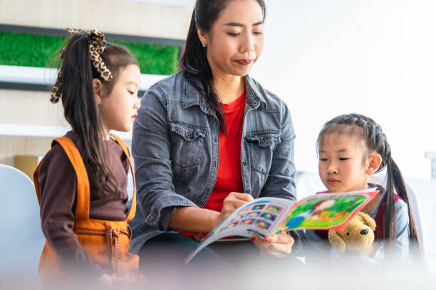 istock Teacher is reading story book to kindergarten students 1125379482