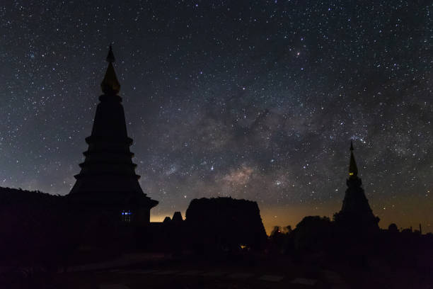 istock Milky way galaxy with stars on night sky 1125383170