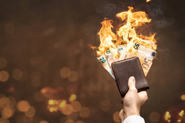 istock Burning Euro bills in a wallet 1125388674