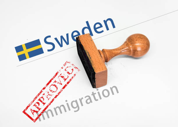 zugelassene immigration schweden anwendung - passport sweden customs europe stock-fotos und bilder