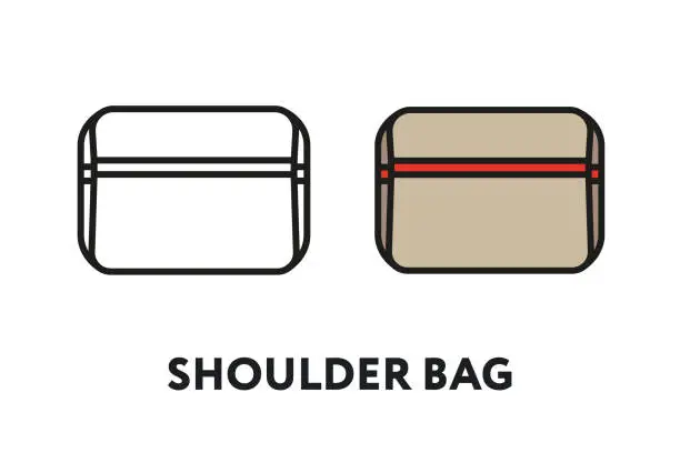 Vector illustration of Shoulder Bag Vector Flat Line Stroke Icon