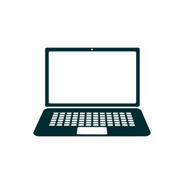 ikon perangkat laptop, peralatan kantor - vektor - laptop ilustrasi stok