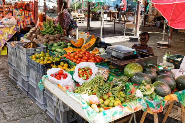Fort-de-France, Martinique FWI - Typical creole market stock photo
