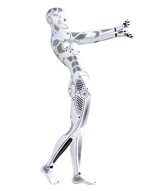 istock Robot woman. White metal droid. Artificial Intelligence. 1125398315