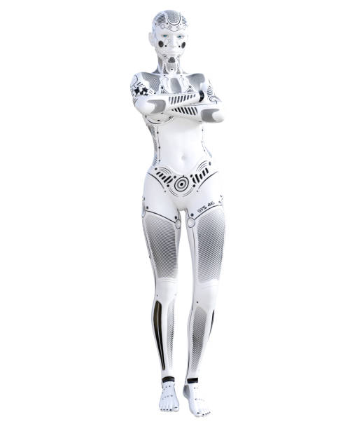 istock Robot woman. White metal droid. Artificial Intelligence. 1125398414