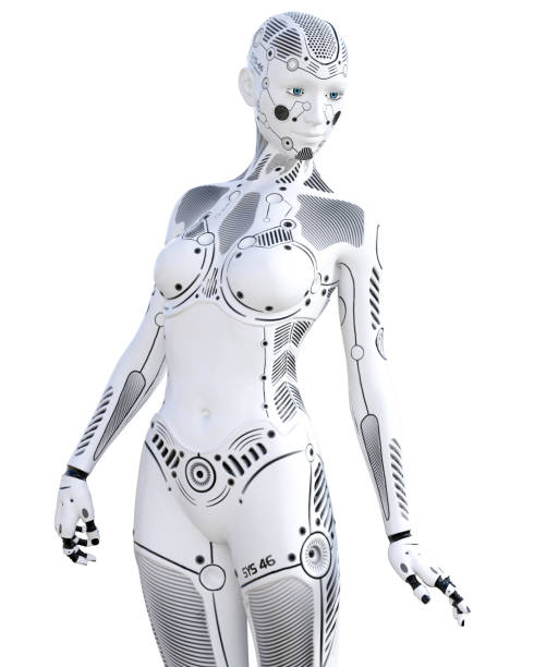 istock Robot woman. White metal droid. Artificial Intelligence. 1125398512