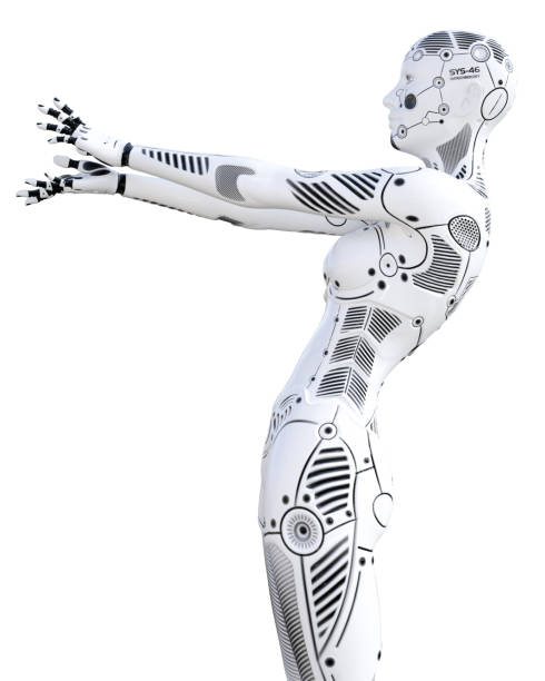 istock Robot woman. White metal droid. Artificial Intelligence. 1125399003