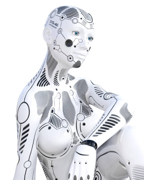 istock Robot woman. White metal droid. Artificial Intelligence. 1125399326