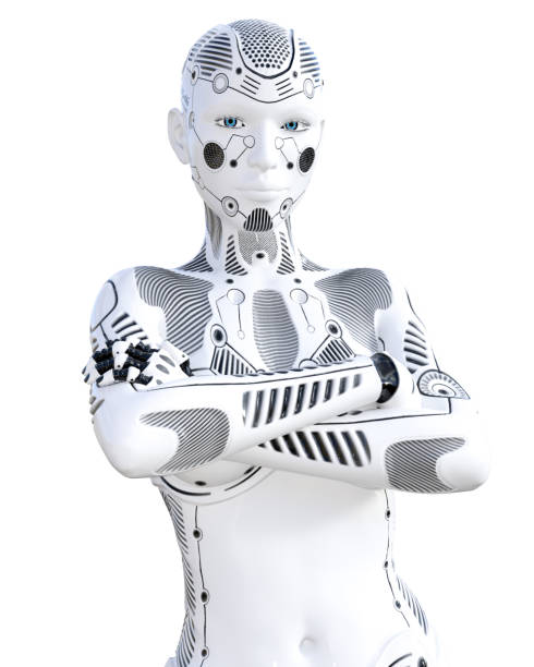 istock Robot woman. White metal droid. Artificial Intelligence. 1125399493