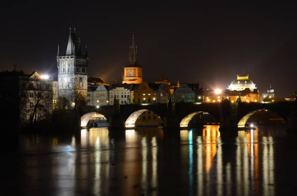 istock Charles Bridge in Prague by night 1125399516