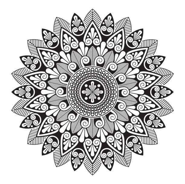 Mandala ornament illustration Floral mandala pattern white background turkey tattoo stock illustrations