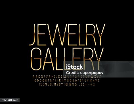 istock Vector Golden emblem Jewelry Gallery with Elegant Alphabet 1125403261